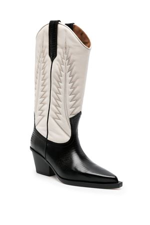 Bone white and black calf leather boots PARIS TEXAS | PX854XTJLTBLACKBONE